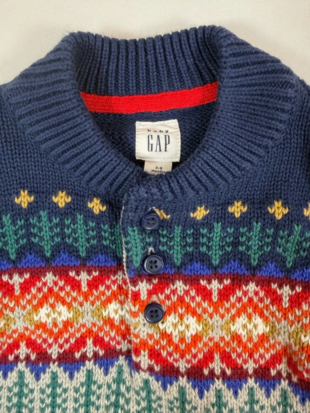 BABY GAP Boys’ Fair Isle Knit Sweater‎ One Piece Romper Après Ski Winter 3-6M